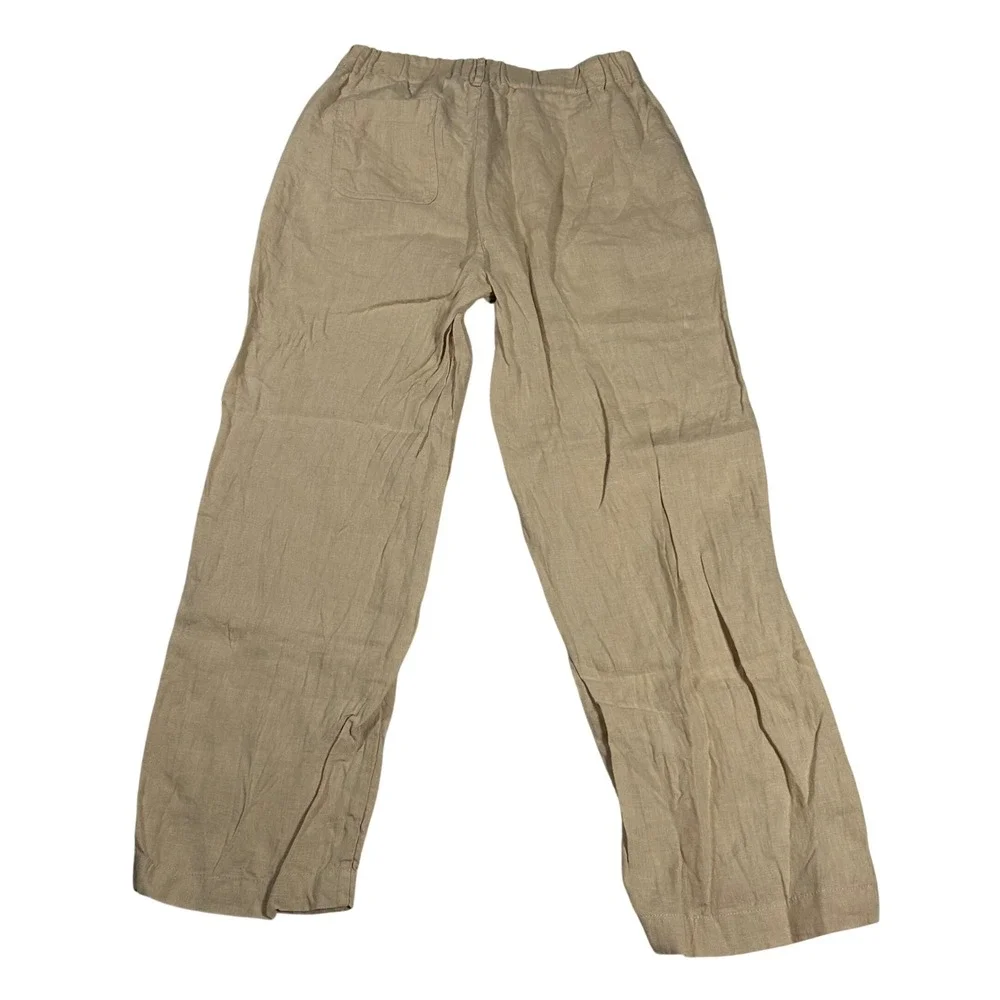 Quince Linen Pants Mens XS Beige Elastic Waist Premium Flax Trousers
